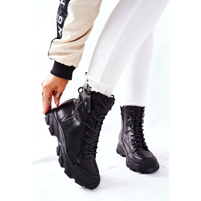 Women's Leather Boots GOE II2N4031 Black 1