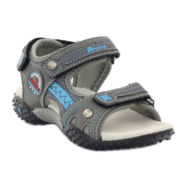 American Club Velcro sandals with an American 1618 gray leather insert grey blue 1 American Club Velcro sandals with an American 1618 gray leather insert grey blue 1