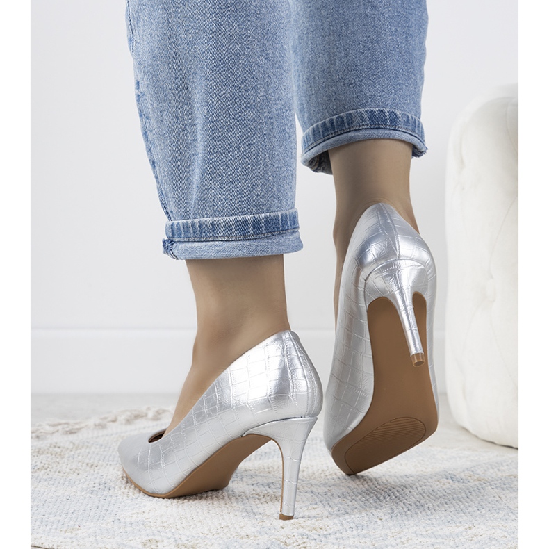 Silver pumps on a Byatt stiletto heel 1