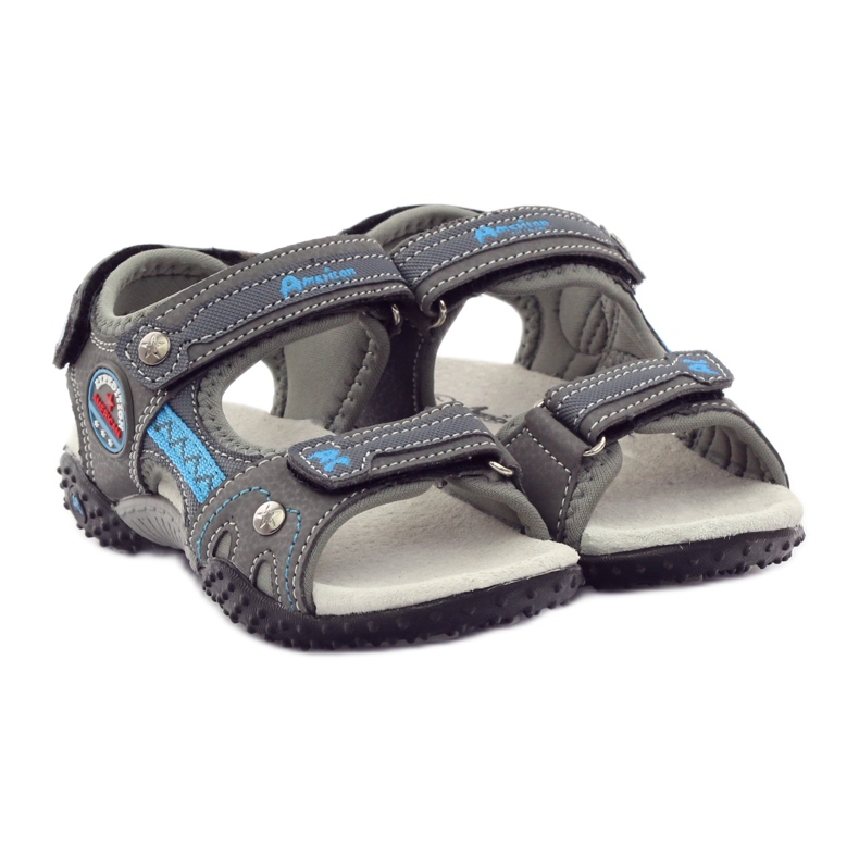 American Club Velcro sandals with an American 1618 gray leather insert grey blue 4 American Club Velcro sandals with an American 1618 gray leather insert grey blue 4