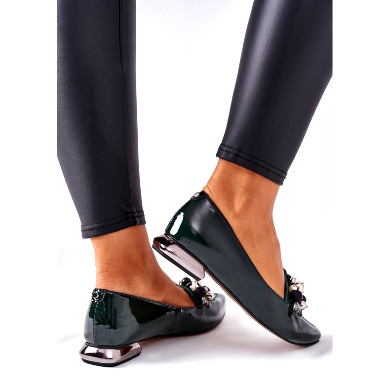 Women's Ballerinas Laura Messi Leather Green 2157 1