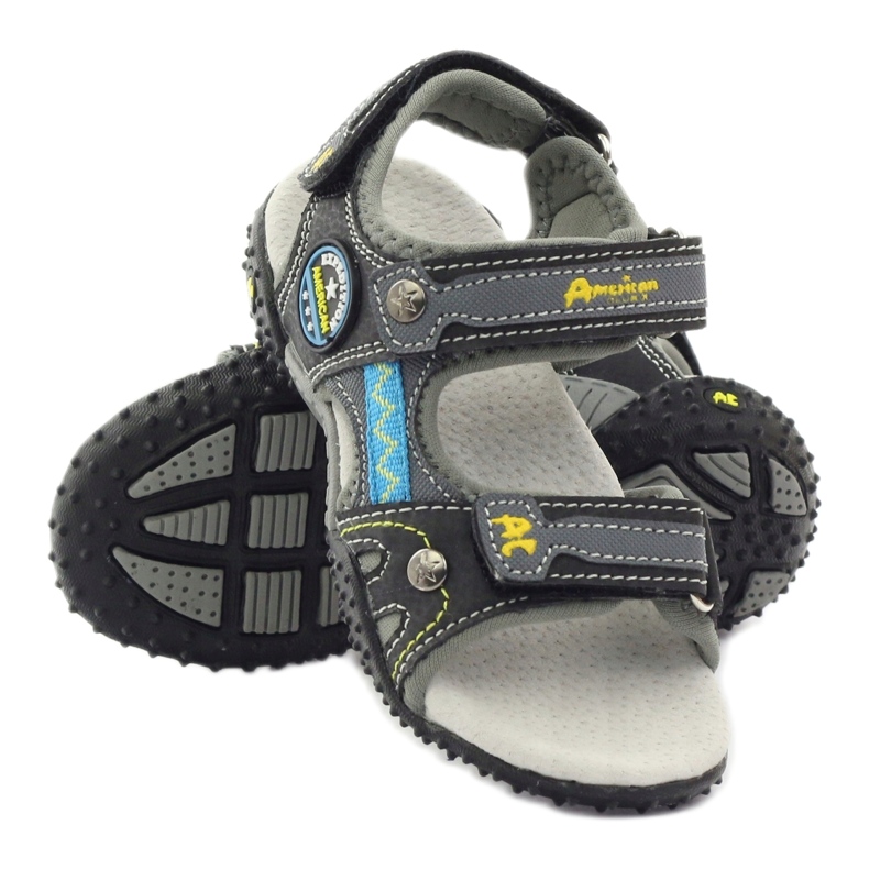 American Club Velcro sandals with an American 1618 leather insert ['yellow, 'gray', 'black'] grey 3