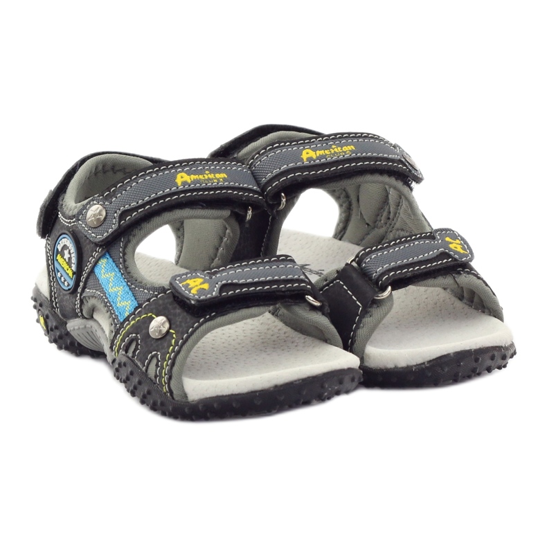 American Club Velcro sandals with an American 1618 leather insert ['yellow, 'gray', 'black'] grey 4