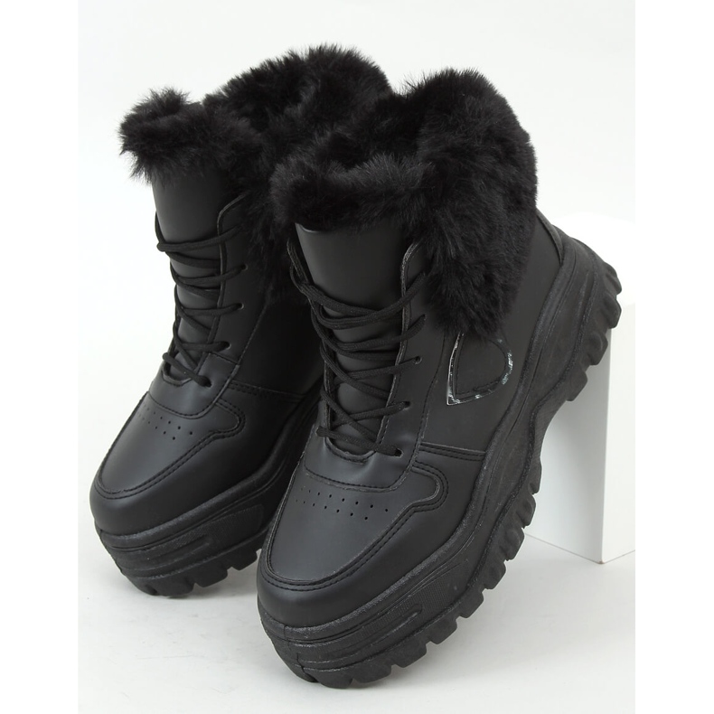 Black ankle boots with fur 2C9XX064-2 Black 1