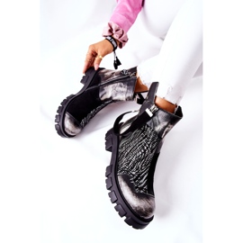 Leather Booties Jodhpur boots Maciejka Black-White 05137-21 2