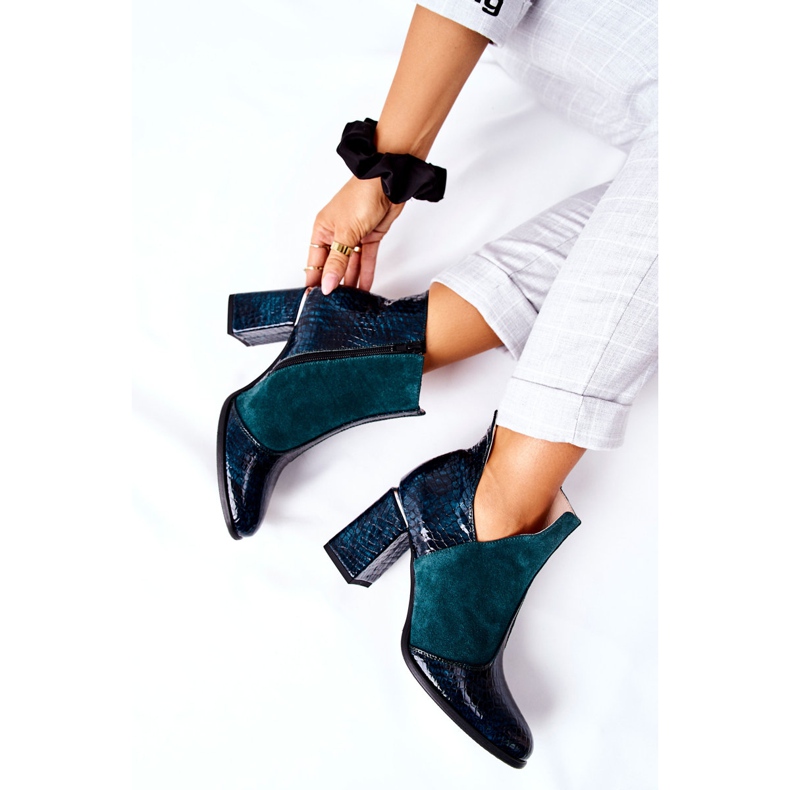 PA2 Women's Leather Boots On A Heel Green I Wish 1