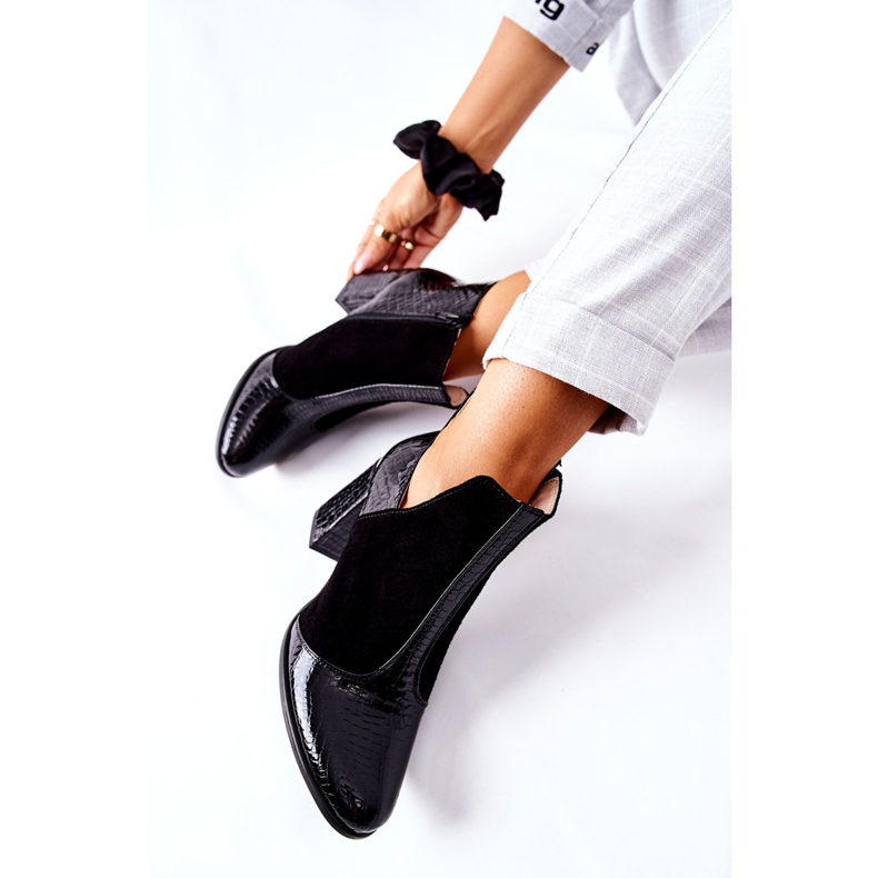 PA2 Women's Leather Boots On A Heel Black I Wish 2