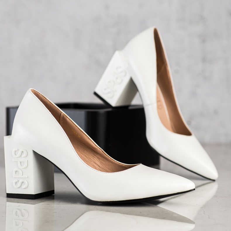S. BARSKI Pumps With Square Heel S.BARSKI white 1