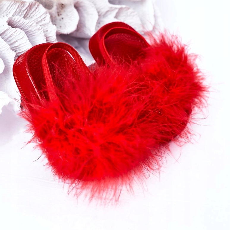 FR1 Children's Rubber Slippers With Fur Red Skylar 3