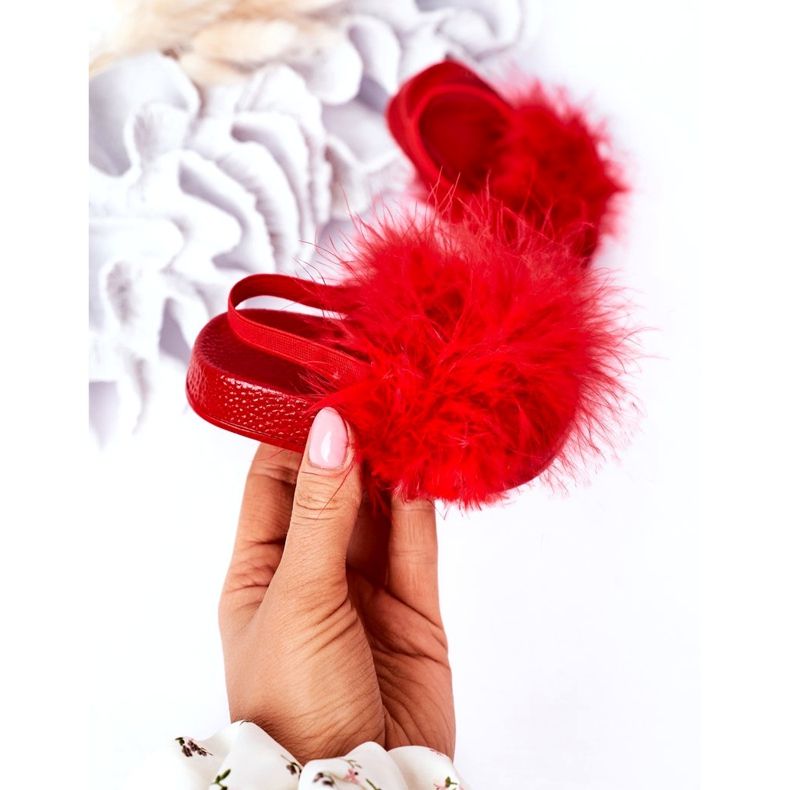 FR1 Children's Rubber Slippers With Fur Red Skylar 2