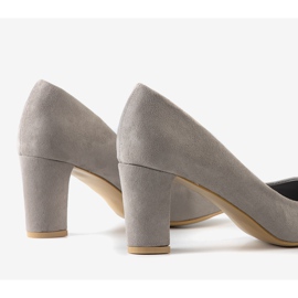 Gray classic pumps on the Barrington post grey 1