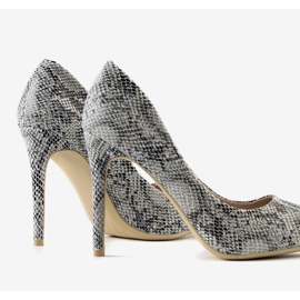 Black high heels in Grace's snake skin pattern 2