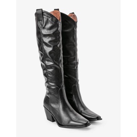 Black cowboy boots on the Norris post 1