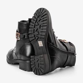 Black Versi flat-heeled workery boots 1