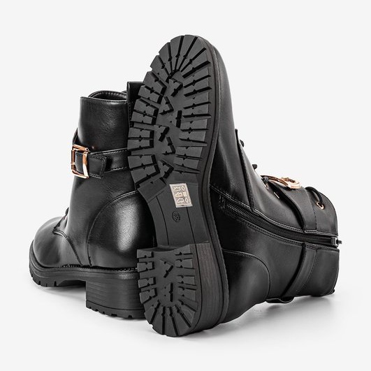 Black Versi flat-heeled workery boots 1