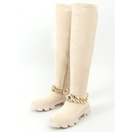 Over-the-knee boots with a thick sole ML174 Microfibre Beige 1