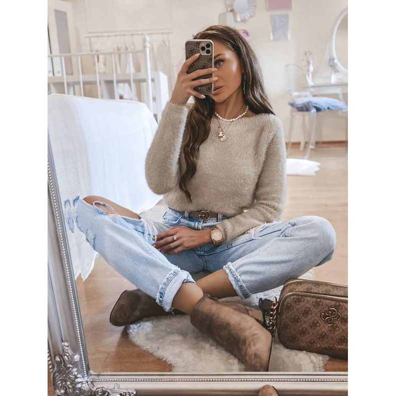 Khaki Ana ankle boots on a post beige brown 2