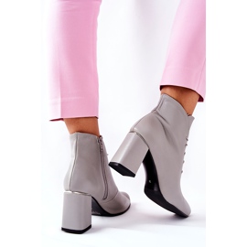 PA2 Women's leather boots on a gray heel grey 1