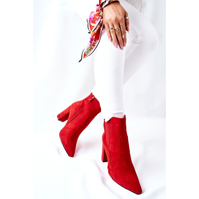 PG1 Women's Suede Boots On A Heel Red Kastren 1