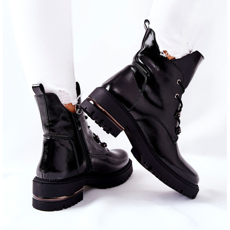Lacquered Warm Boots Sergio Leone Black TR744 1