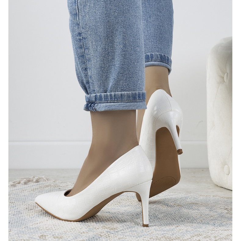 White pumps on a Byatt stiletto heel 1