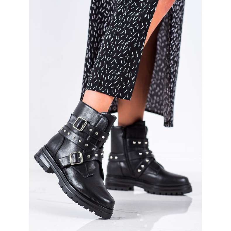 Bestelle Worker Boots With Rhinestones black 2