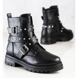 Bestelle Worker Boots With Rhinestones black 1