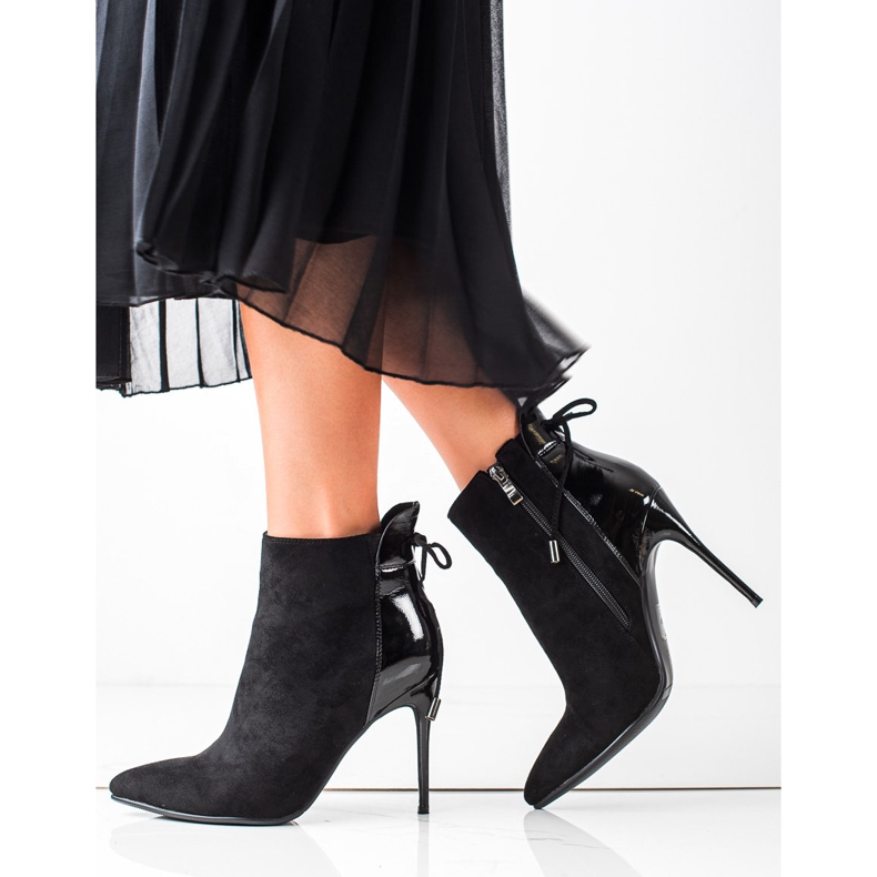 S.Barski Fashionable Black Alisse Warm High Heels Boots - KeeShoes