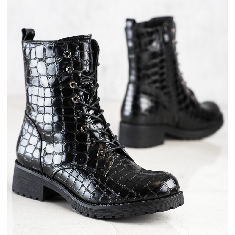 SHELOVET Lace-up Trapper Boots black 1