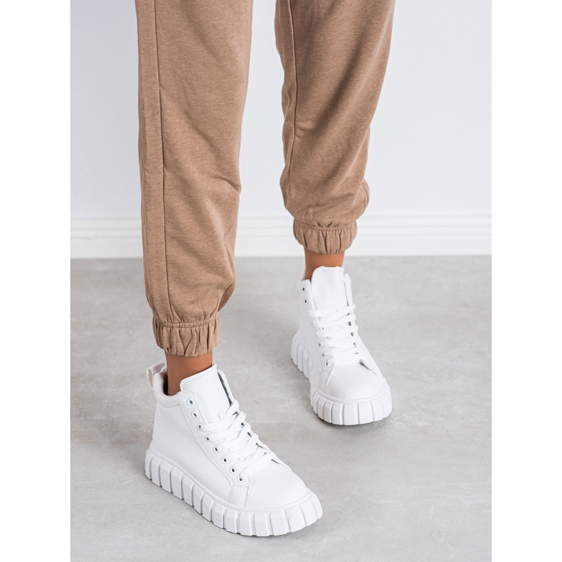 SHELOVET Fashionable white sneakers with eco leather 1