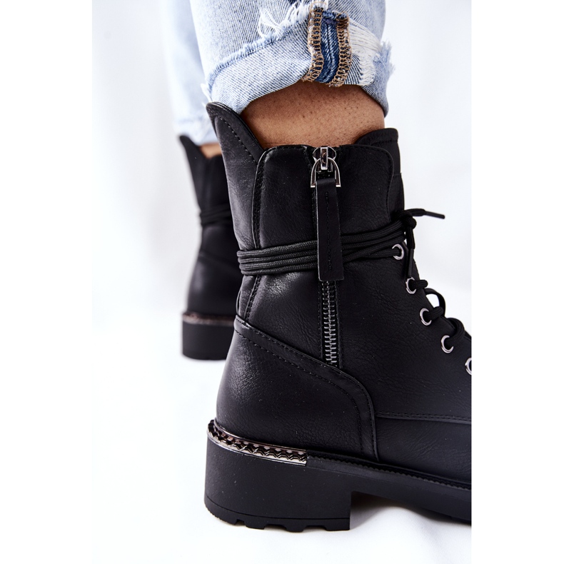 Black Maisa High Worker Boots With Zippers 1 Black Maisa High Worker Boots With Zippers 1