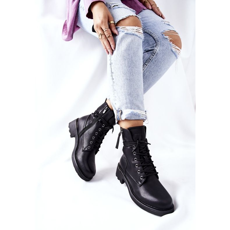 Black Maisa High Worker Boots With Zippers 2 Black Maisa High Worker Boots With Zippers 2