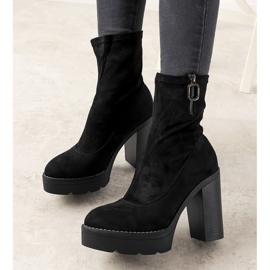 Laurene black women's suede ankle boots 1