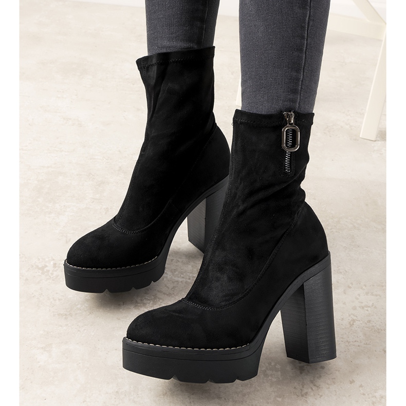 Laurene black women's suede ankle boots 1