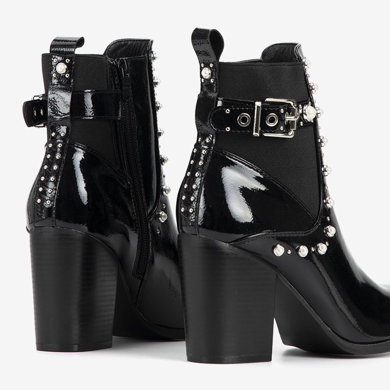Black patent ankle boots with Bondy studs 1