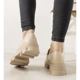 Beige moccasins on a high Reyna sole 1