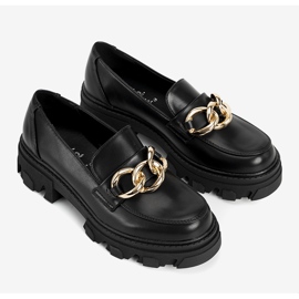 Black loafers on a high Reyna sole 1