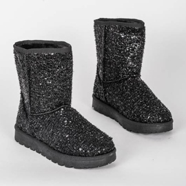 Black shiny snow boots from Moon silver 1
