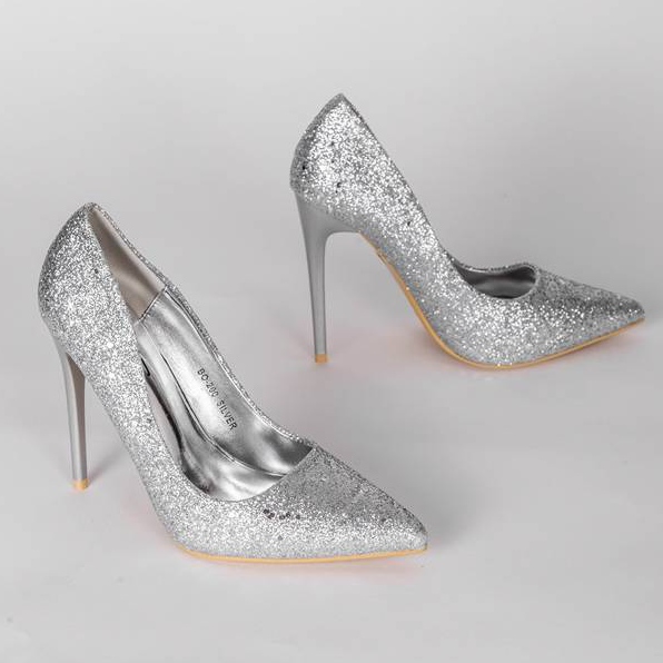 Silver Laila glitter heels 1