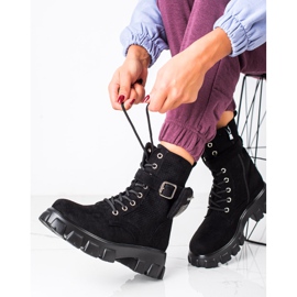 SHELOVET Suede workery boots with a pocket black 1