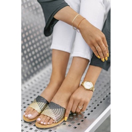 Black and gold Glam Star slippers 1