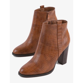 Camel boots on the crocodile post with Remini pattern brown 2