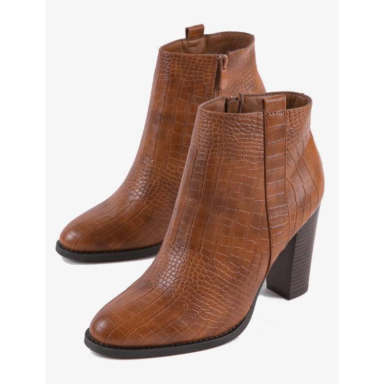 Camel boots on the crocodile post with Remini pattern brown 2