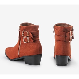 Brown flat ankle boots with Nila buckles 1