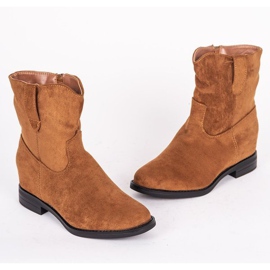 Camel ankle boots with a covered Buena wedge heel beige brown 1