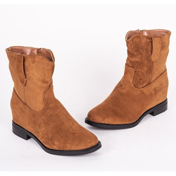 Camel ankle boots with a covered Buena wedge heel beige brown 1