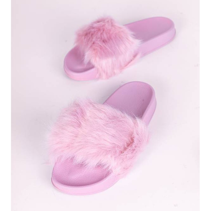 Light purple slippers with Candy fur pink 1