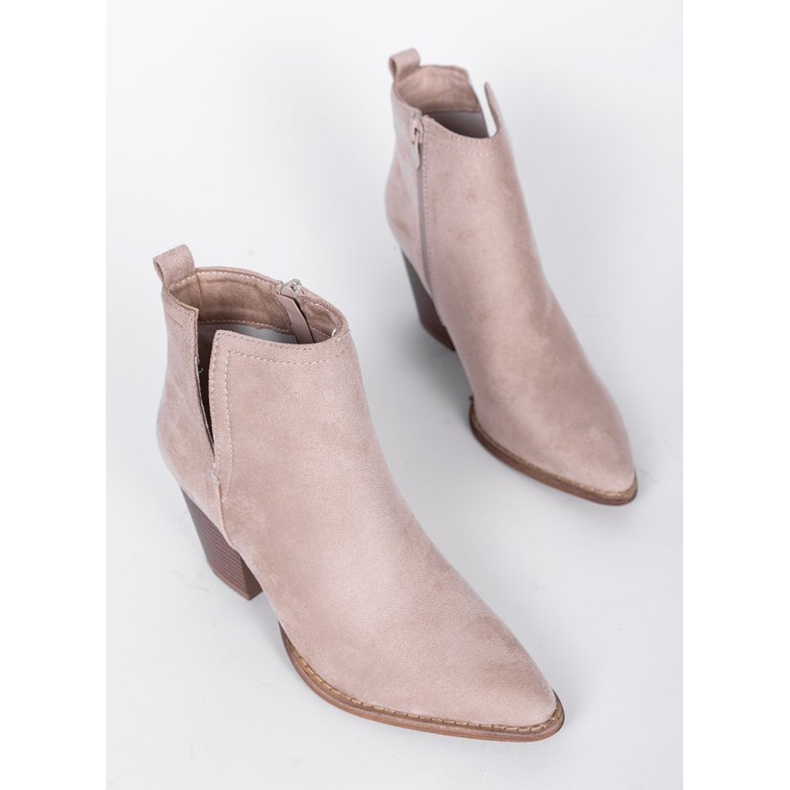 Beige ankle boots on the post of Ginny 1