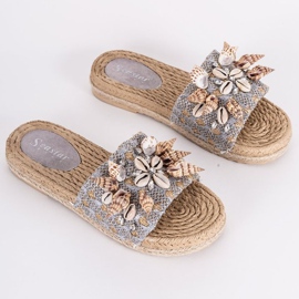 Sea Side gray flip-flops with shells grey 1