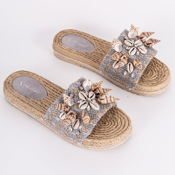Sea Side gray flip-flops with shells grey 1